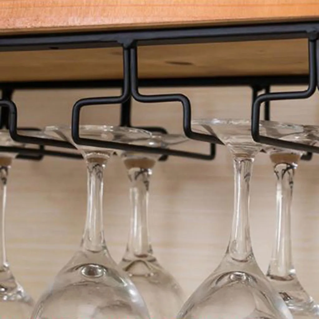 Держатель для вина из нержавеющей стали, подвешиваемый стакан для питья es стойка для фужеров под шкаф для хранения, двухрядная подвесная барная полка