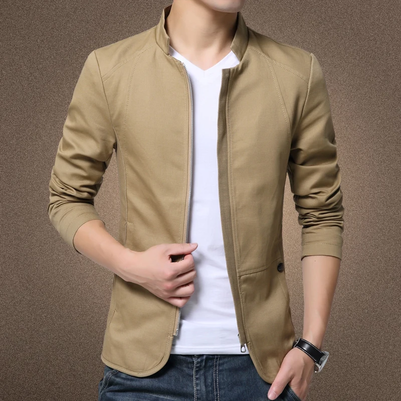 Mens Casual Slim Fit Stand Collar Coat Top Military Blazer Jacket Winter Outwear 