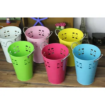 

Countryside Two Ears Hollowed Iron Sheet Flowerpot Creative Home Decoration