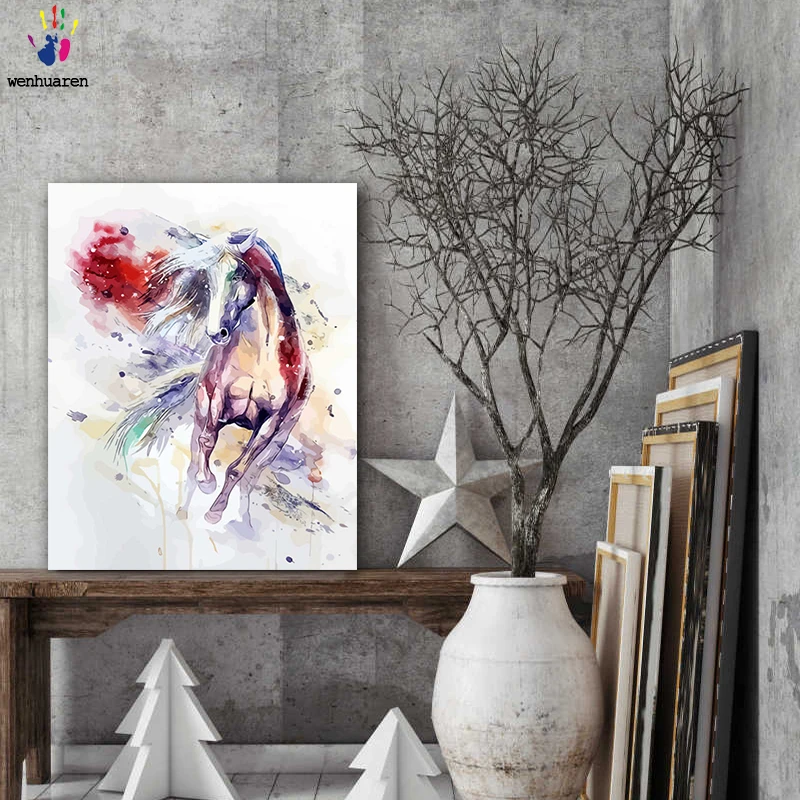 DIY colorings pictures by numbers with colors Color horse picture drawing painting framed Home | Дом и сад