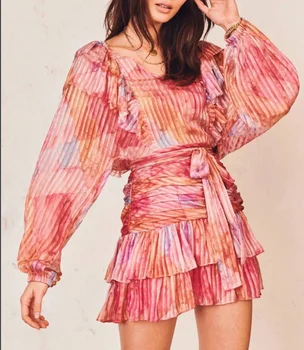 

Dresses Top Quality Women Fashion 2 Colors Lantern Sleeve V-Neck Elegant Night CLub Evening Party Dress Mini Sexy