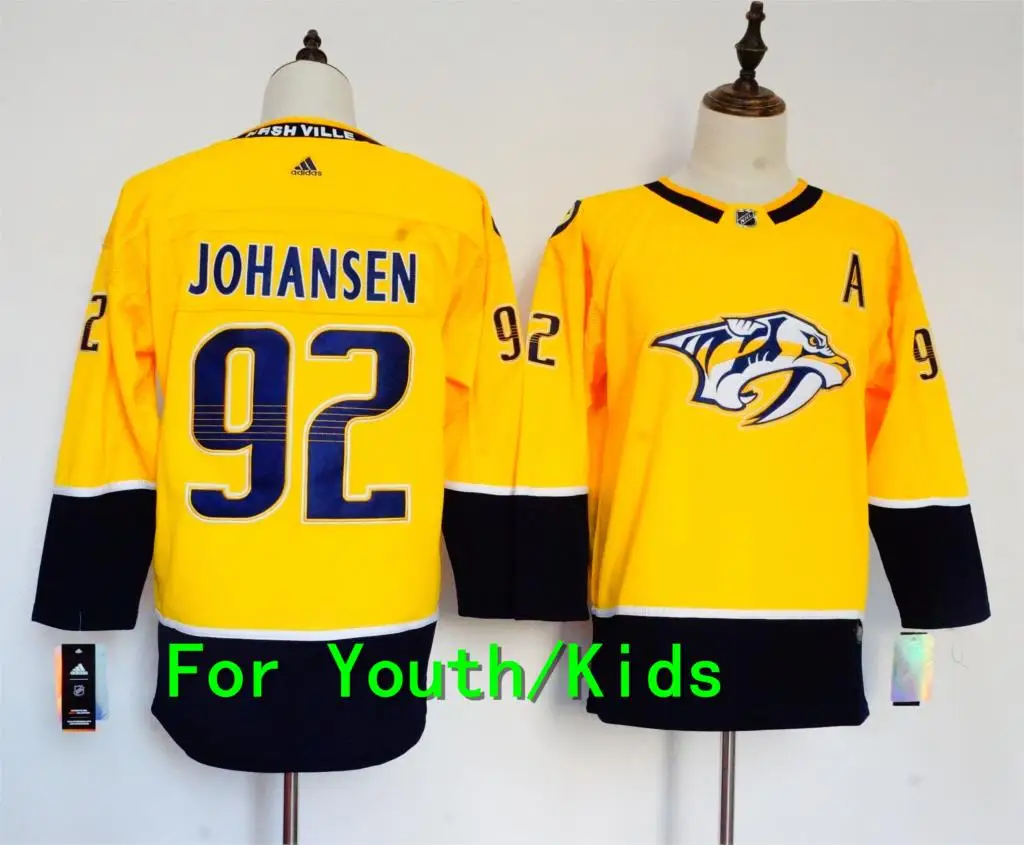 Молодежная вышивка прошитая Nashville#76 PK Subban 35 Pekka Rinne 9 Filip Forsberg 59 Roman Josi 92 Ryan Johansen детская футболка