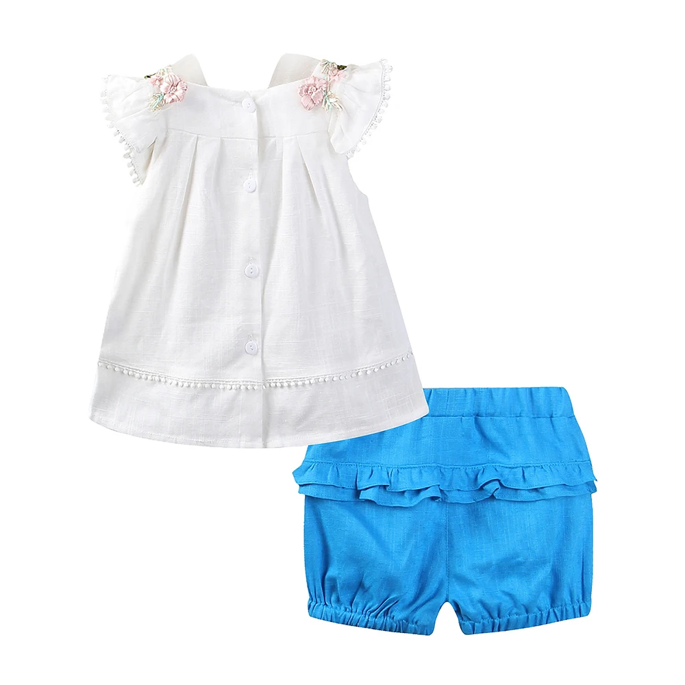 LittleSpring/комплект летней одежды для маленьких девочек Милая детская рубашка без