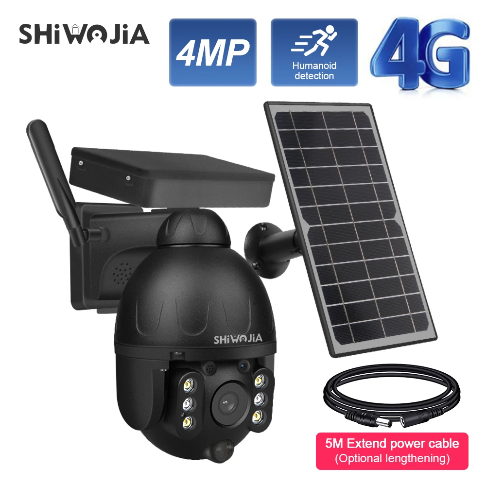 Shiвоенia SIM 4G ip-камера на солнечной батарейке 4MP HD камера видеонаблюдения батарее с