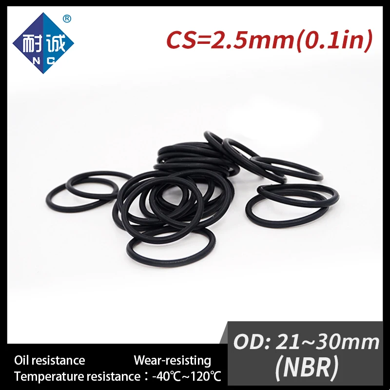 10 개/몫 고무 검정색 NBR 두께 CS2.5 OD21/22/23/24/25/26/27/28/29/30*2.5mm O 링 가스켓 내유성 방수.-.