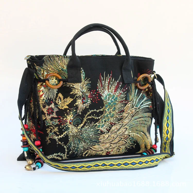 

WOMEN'S Bag National Wind Embroidered Bag Chinese-style Retro Gorgeous Gold Lines Peacock Embroidery Shoulder Bag/Embroidery nv