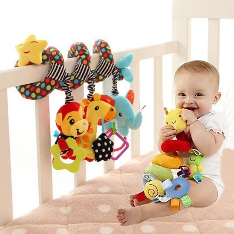 

Kid Baby Plush Toys Cute Activity Spiral Crib Pram Stroller Car Seat Travel Hanging Toy Baby Soft Developmental Baby Rattles Toy