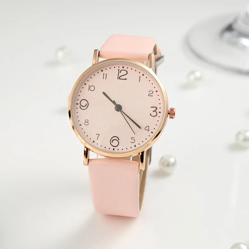 

Simple Elegant Casual Ladies' Watch Fashion Ultra-Thin with Numbers Artificial Leather Women's Quartz Watch
