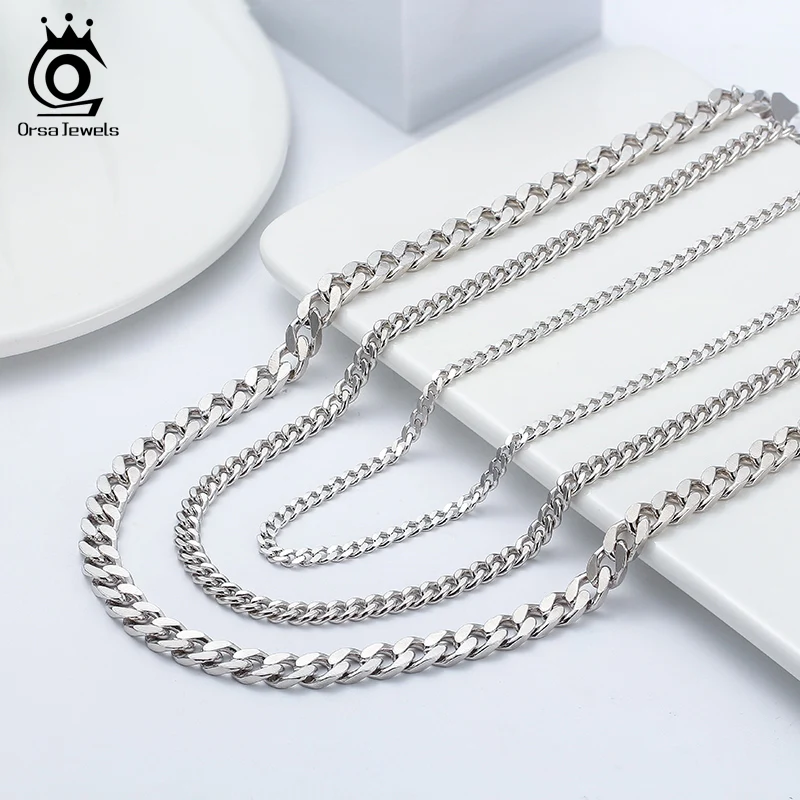 925 Sterling Silver Cuban Chain Necklace for Men