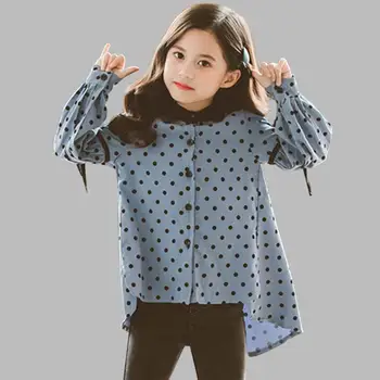 

Blouses For Girls Dot Pleated Girls Blouse Lantern Sleeve Shirt For Girls Spring Summer Korean Clothes For Girls 6 8 10 12 14