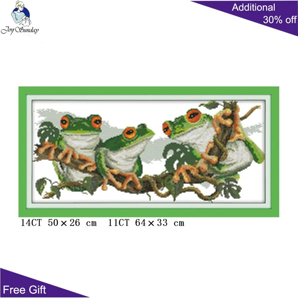 Joy Sunday Frogs Cross Stitch D225 14CT 11CT Counted and Stamped Home Decoration Three Needlework Kits |