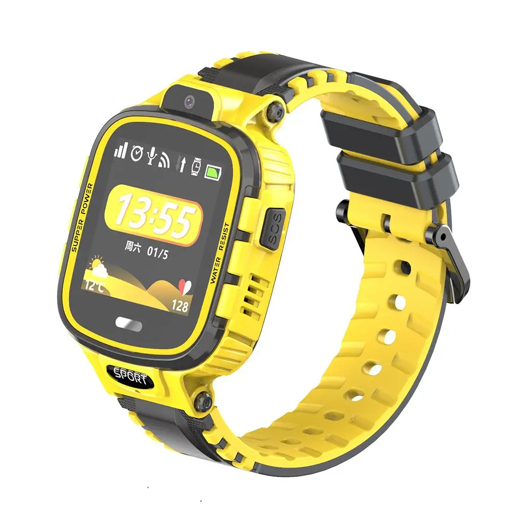 Детские умные часы, видеозвонок, экстренный вызов, gps позиционирование, водонепроницаемые Смарт-часы, можно совершать и принимать звонки - Цвет: Yellow