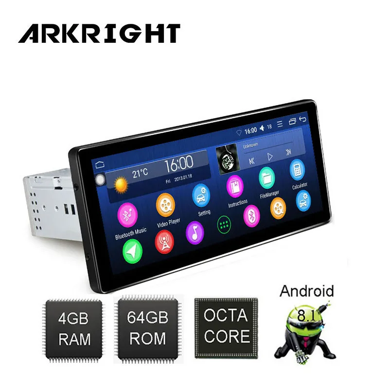 ARKRIGHT 8.8″ 1Din Android 8.1 Car Radio 4+64GB autoradio GPS Multimedia Player Hotspot sharing with DSP support 4G SIM card
