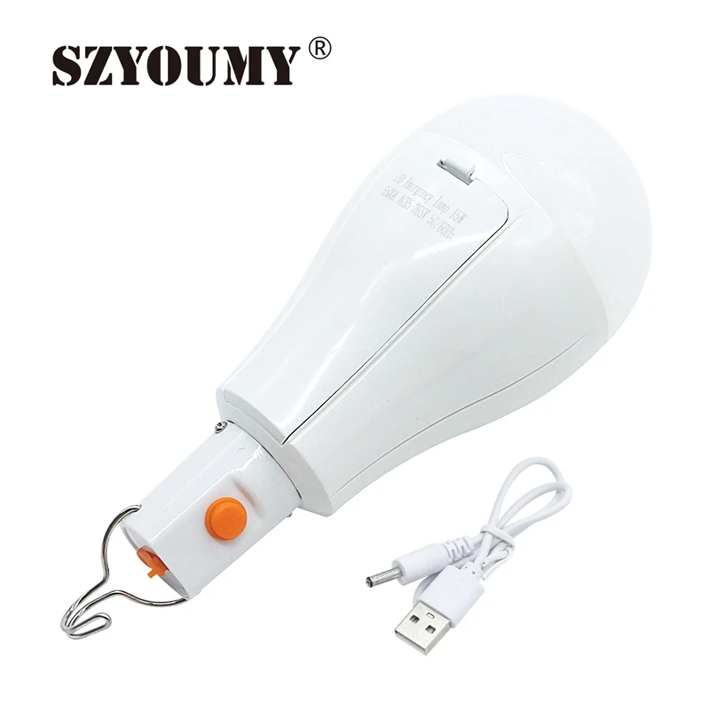 SZYOUMY LED Emergency Light Bulb USB Rechargeable Battery Led Light E27 LED Lamp 15W 85V-265V Intelligent Lamp For Outdoor Light