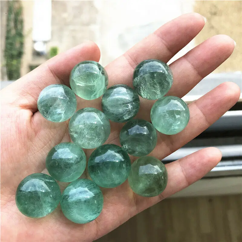 19-21mm Natural Green Fluorite Ball Sphere Quartz Crystal Mineral Healing Gifts Natural Quartz Crystals 1 Piece