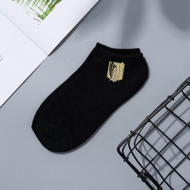 Attack On Titan Cotton Ship Socks Cartoon Pattern Breathable Short Antiskid Casual Summer Sock Men Women Sport Accessories