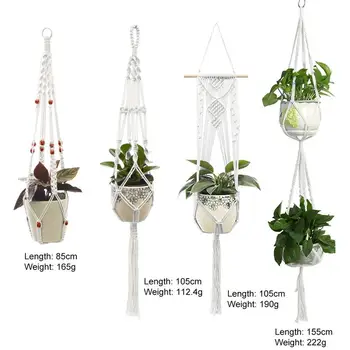

4PCS Flower Pot Hanging Basket Green Plants Cotton Rope Flowerpot String Bag Tuck Net Plant Hanger Flowerpot Hanging Basket