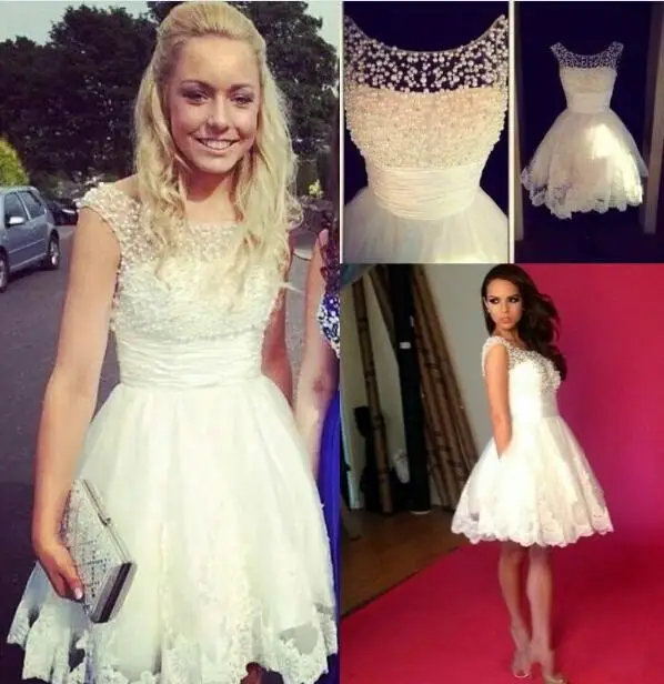 

2015 Cheap Lace A Line Wedding Dresses Jewel Neck Sleeveless Beaded Lace Appliques Sheer Short Hollow Back Empire Bridal Gowns