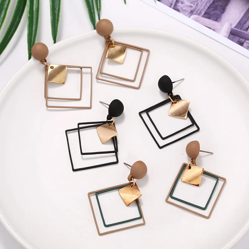 Fashion Earrings for Women Metal Single Drop Dangle Earrings Vintage Statement Round Geometric dangle earrings drop earrings