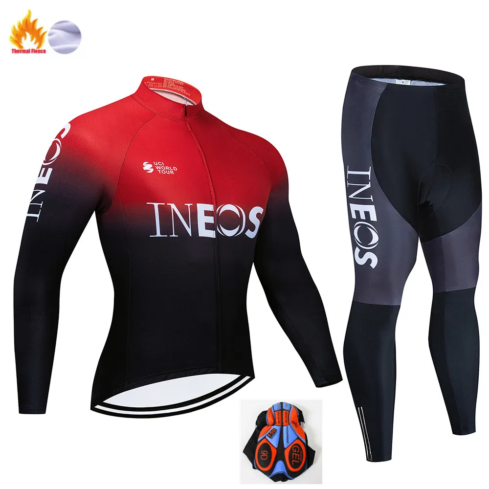 INEOS зимняя одежда для велоспорта с длинным рукавом, одежда для верховой езды, комплект Джерси, Термальный флисовый Майо, Ropa Ciclismo Invierno, сохраняющий тепло - Цвет: Winter Cycling Suit