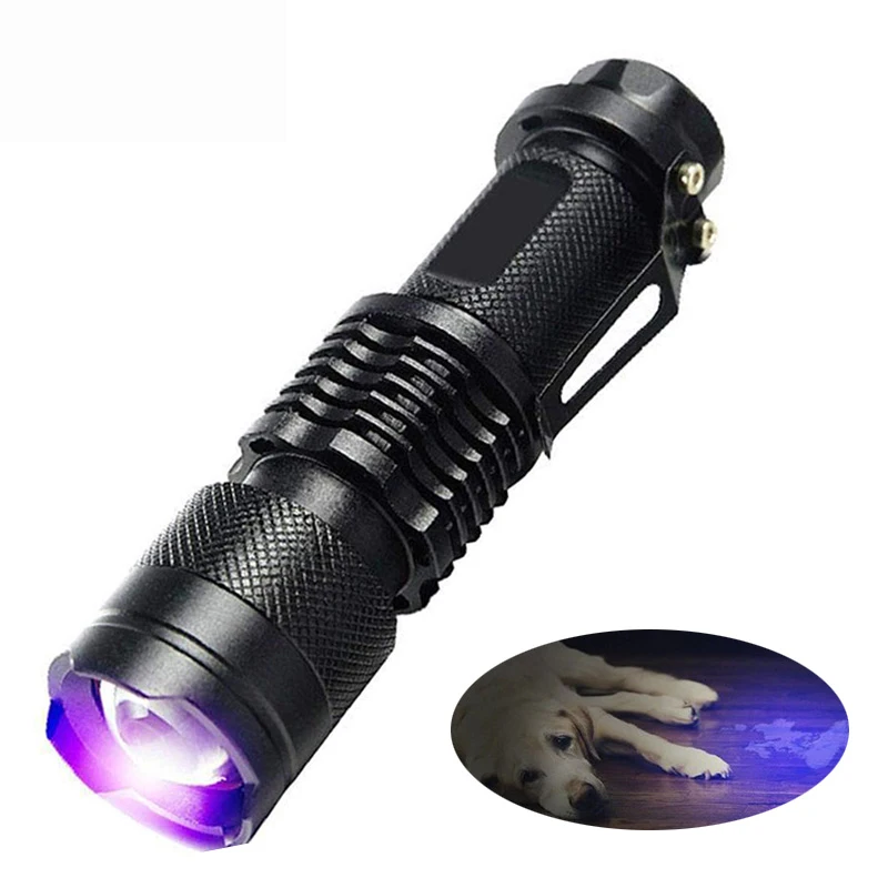 

C2 UV Flashlight Ultra Violet Light With Zoom Function Mini UV Light Pet Urine Stains Detector Scorpion UV Use AA/14500 battery