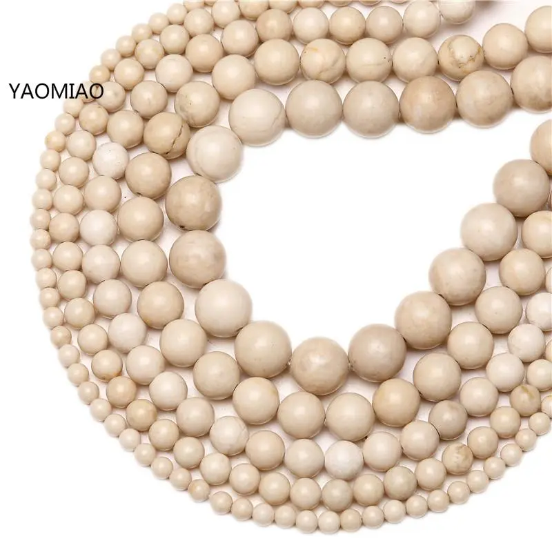 Round Ivory Beads White Loose Spacer Stone Beads For Jewelry DIY Making Bracelets Necklace Pick Size 6/8/10/12mm wholesale