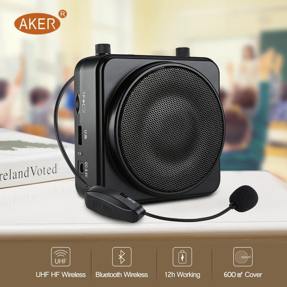 Aker MR2500W 22W Portable Wireless Bluetooth 2200mA Voice Booster Amplifier Speaker Headset