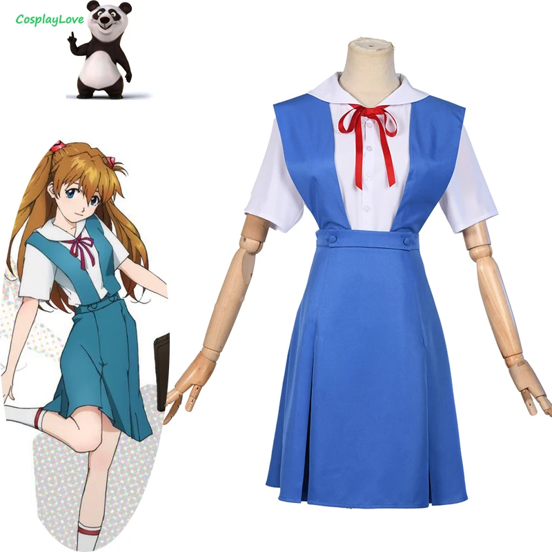 

CosplayLove NGE EVA Rei Ayanami Asuka Langley Soryu Blue School Uniform Cosplay Costume Cute Dress Custom Made For Female Gir