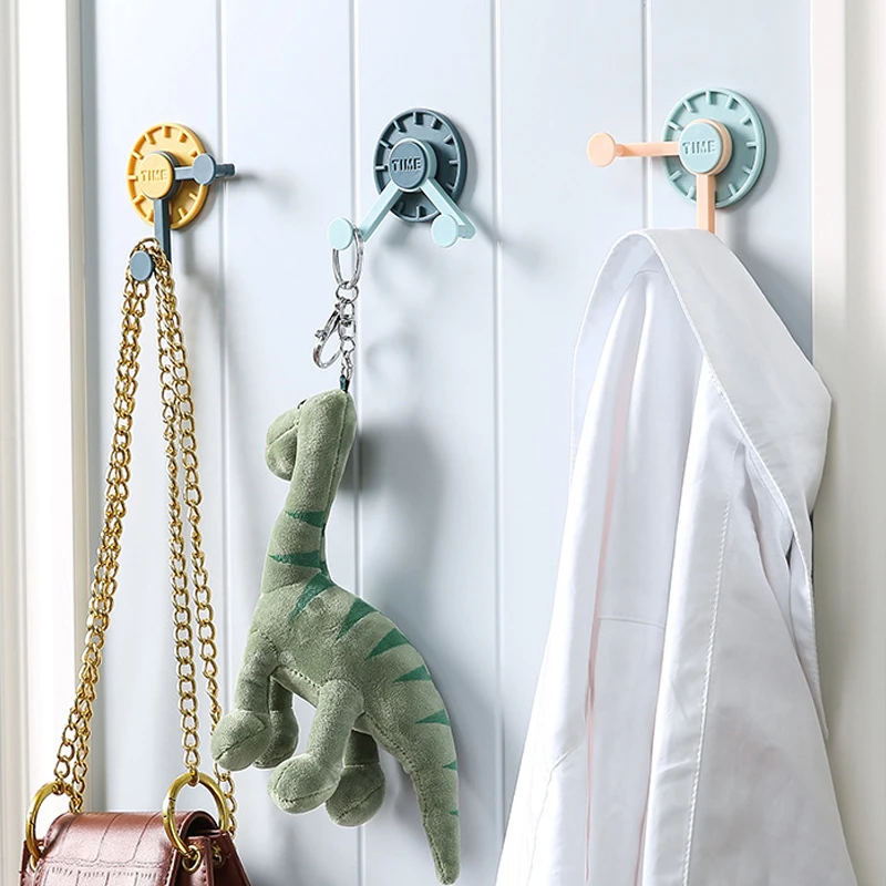 4Pcs Clock Shape ABS Coat Hook Mounted Wall Key Holder Waterproof