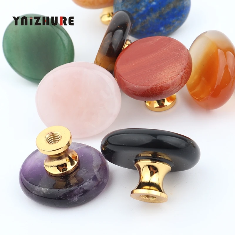 

Pure Nature stone Crystal Reiki Drawer Handles Small Gift Box Decorative Handle Kitchen Cabinet Knob Quartz Black obsidian