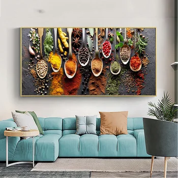 

Modern Spices Spoon Kitchen Food Posters and Prints Canvas Painting Scandinavian Wall Pictures For Kitchen Restaurant Home Decor