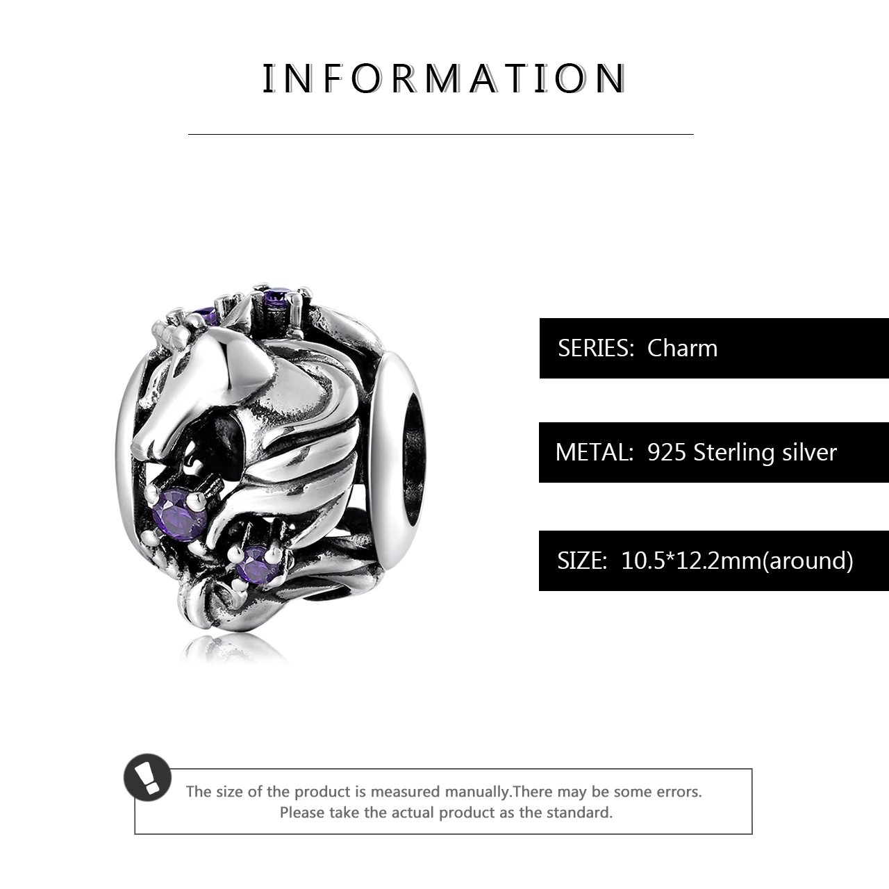 Модные 925 пробы серебряные полые фиолетовые циркониевые бусины в виде единорога подходят к оригинальному браслету Pandora для изготовления ювелирных изделий