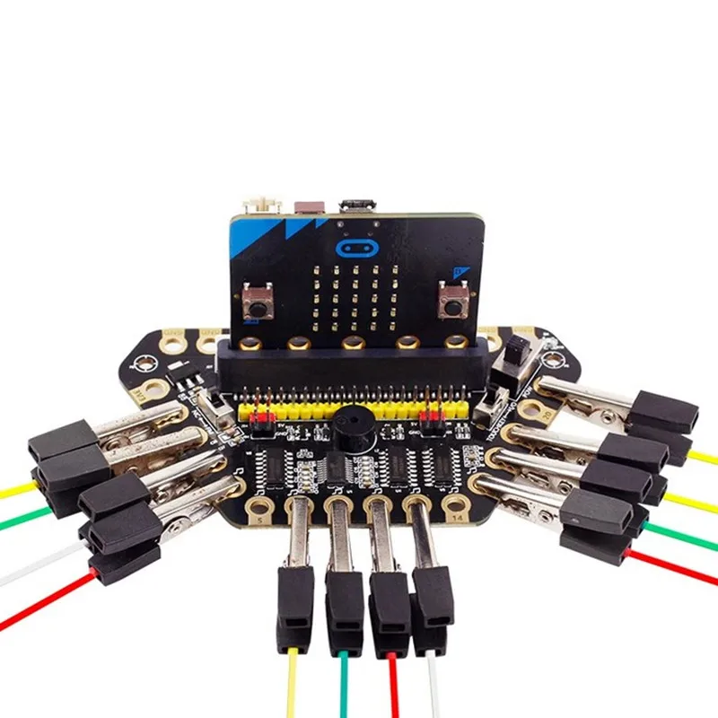 Micro bit Alligator Clip Microbit Expansion Board Expanded 13 Crocodile Clip IO Ports with Headphone Jack for DIY Building Block