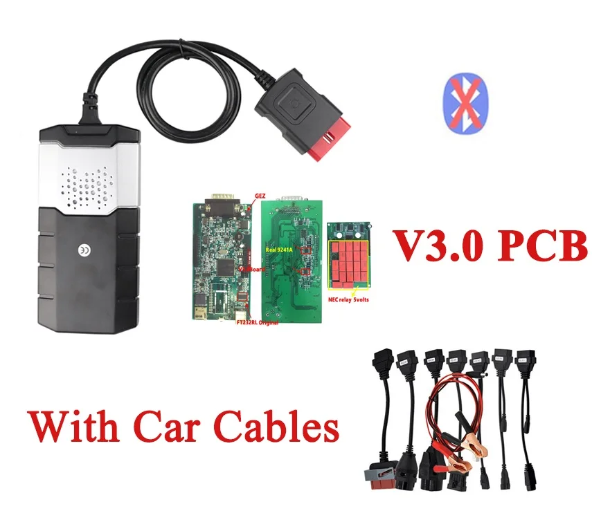 obd2 лучший V3.0 PCB VD DS150E CDP. R0 keygen bluetooth диагностический инструмент для delphis autocome 8 шт. автомобильных кабелей - Цвет: No BT with cables