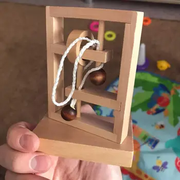 

3D Wooden Luban Lock Toy Threading Rope Loop Puzzle Luban Lock Brain Teaser Game Anti Stress Adult Kids Educational Toy