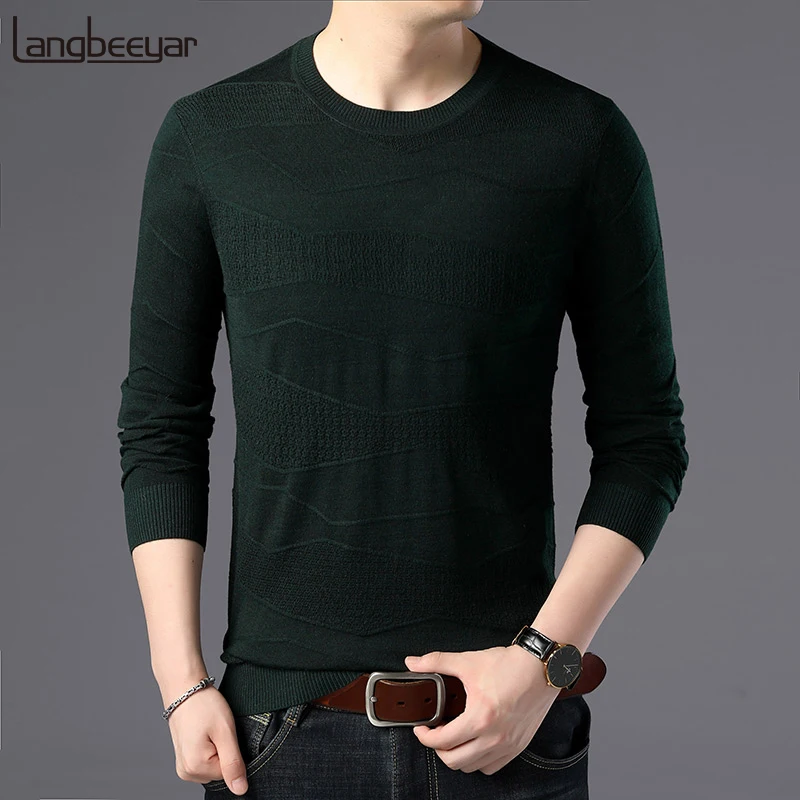 Модный брендовый свитер для мужчин пуловер Slim Fit однотонные цветные Джемперы Вязание узоры Осень корейский стиль Повседневное мужская одежда
