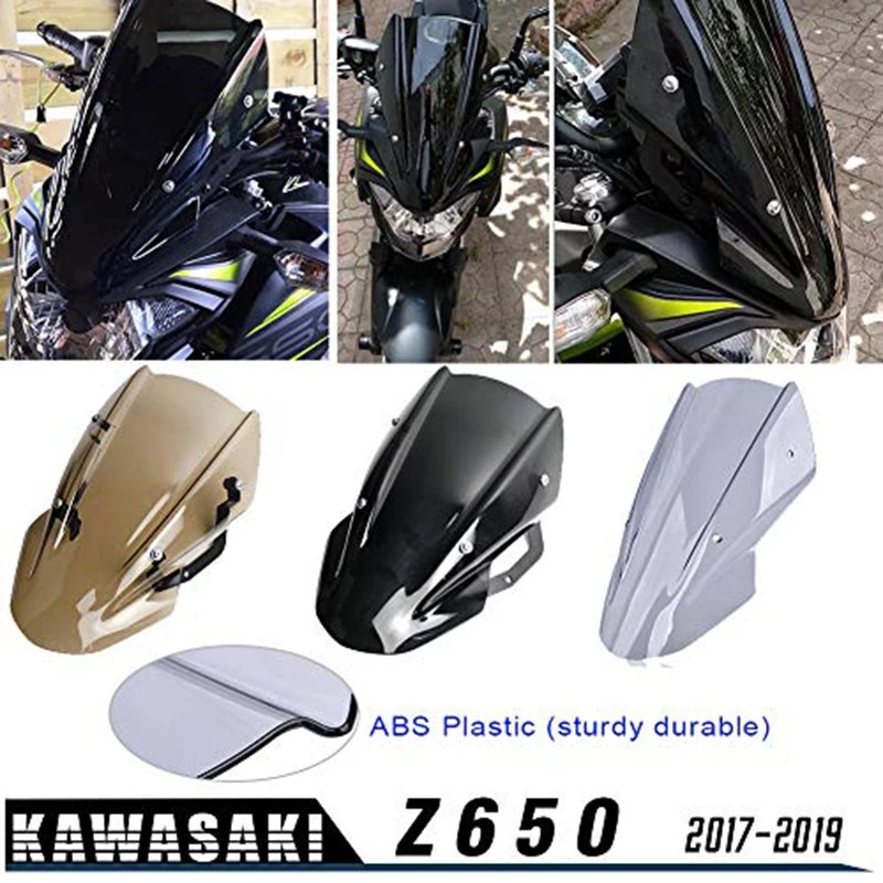 

for Kawasaki Z650 Z-650 2017 2018 2019 Double Bubble Windscreen Windshield Shield Screen Visor Parabrisa with Bracket Motorcycle