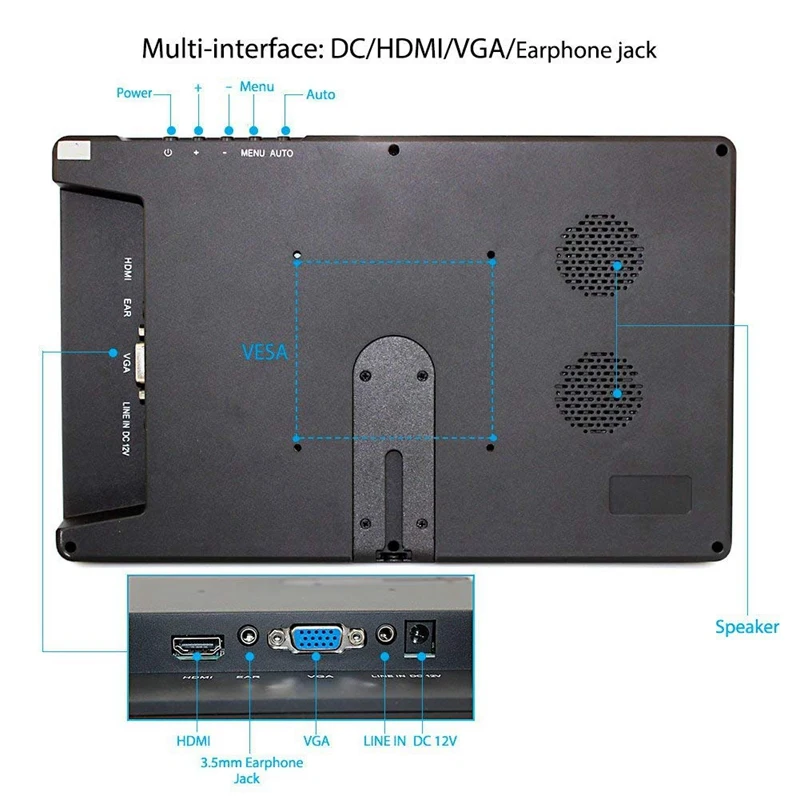 10,1 дюймов разрешение 1920X1080P Hdmi Vga дисплей монитор Ips Ps4 игровой экран со встроенными динамиками для Raspberry Pi B+/2B