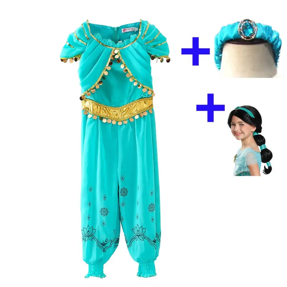Aladdin Жасмин Принцесса косплей костюм для девочек Дети маскарадное платье Детское