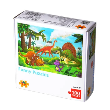 

100pcs/box Kindergarten Kids Adults Jigsaw Dinosaurs Early Educational Brain Power Develop Thickened Paper Study Parent Child