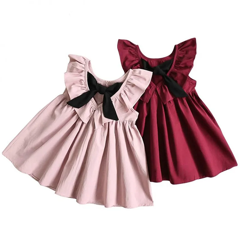 Baby Girls Summer Sundress Bowknot Short Mini Vest Dress Toddler Kids Cotton Casual Dresses Sleeveless Outfit girls dress kids clothes