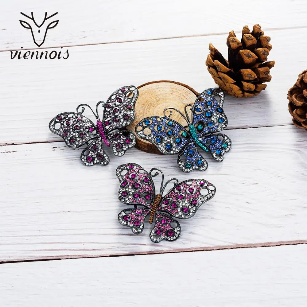 Viennois модная женская бижутерия синяя/темно розовая бабочка циркон брошь со