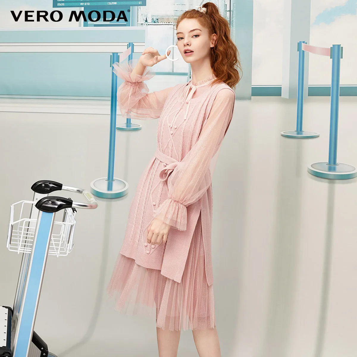 Vero Moda женское трикотажное шифоновое платье с рукавами-фонариками | 319446547 - Цвет: A14 Pink tint