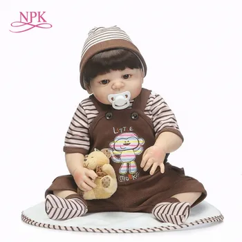 

NPK Bebes reborn 46CM full silicone reborn baby boy dolls toys luxury set with bear child bathe toys boneca reborn dolls for kid