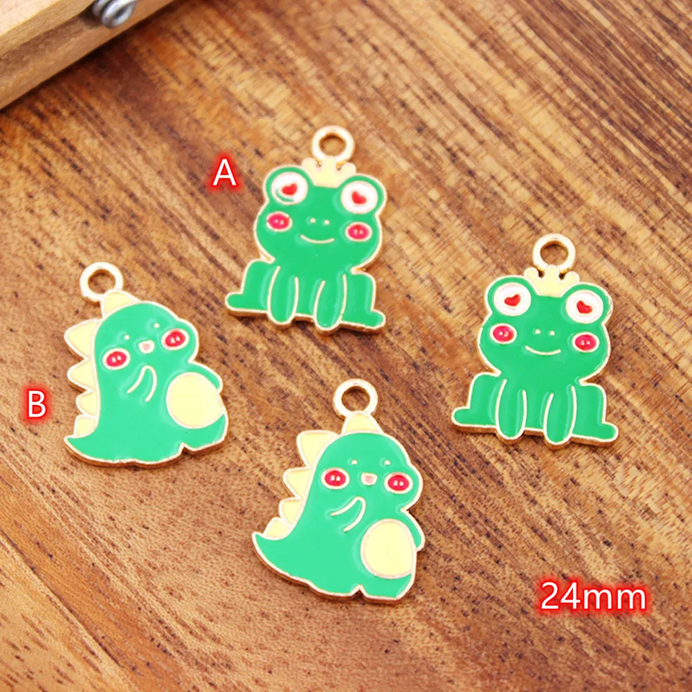 

Green Enamel Frog Charms for Jewelry Making 10pcs Dinasour Alloy Charms Pendants Fit Necklaces Earrings DIY Crafts