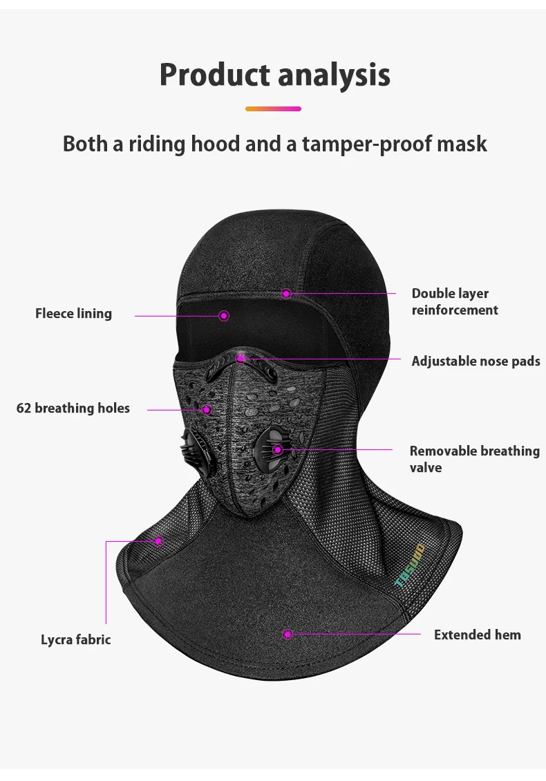 TOSUOD face mask scarf winter face mask bike cycling hat helmet liner Warm and cold-resistant headgear Cycling equipment