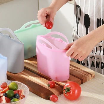 

100pcs/lot 1000ml Silicone Food Storage Bag Reusable Ziplock Bags Fresh-keeping Bag For Food Storage Factory wholesale