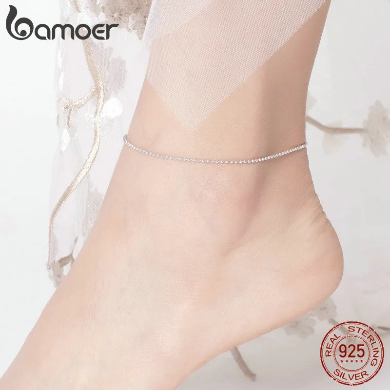925 Sterling Silver Anklet 1mm Chain Twisted Box Ankle Bracelet Women's Anklet 9