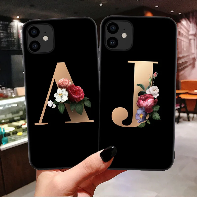 For Xiaomi Redmi K20 9T NOTE 8 Pro 7A 8A Customized Letter Flower Black Silicone Mobile Phone Case Cellphone Bag Housing For Xiaomi Redmi K20 9T NOTE 8 Pro 7A 8A Customized Letter Flower Black Silicone Mobile Phone Case Cellphone Bag Housing