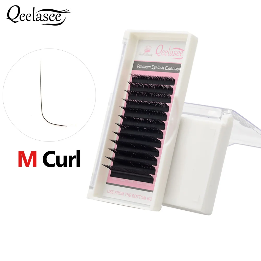 Накладные ресницы Qeelasee M curl для наращивания норковый черный материал 8 15 мм